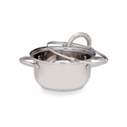 CASSERUOLA ACCIAIO 18 CM COPERCHIO VETRO