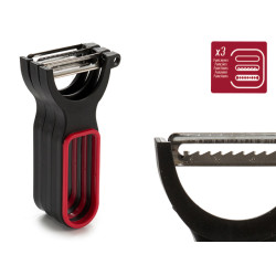 SET 3 EPLUCHEURS PLASTIQUE NOIR ROUGE