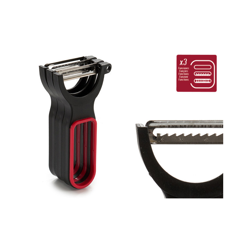 SET 3 EPLUCHEURS PLASTIQUE NOIR ROUGE