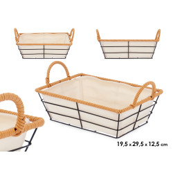 BASKET WITH METAL HANDLES RECTANGULAR
