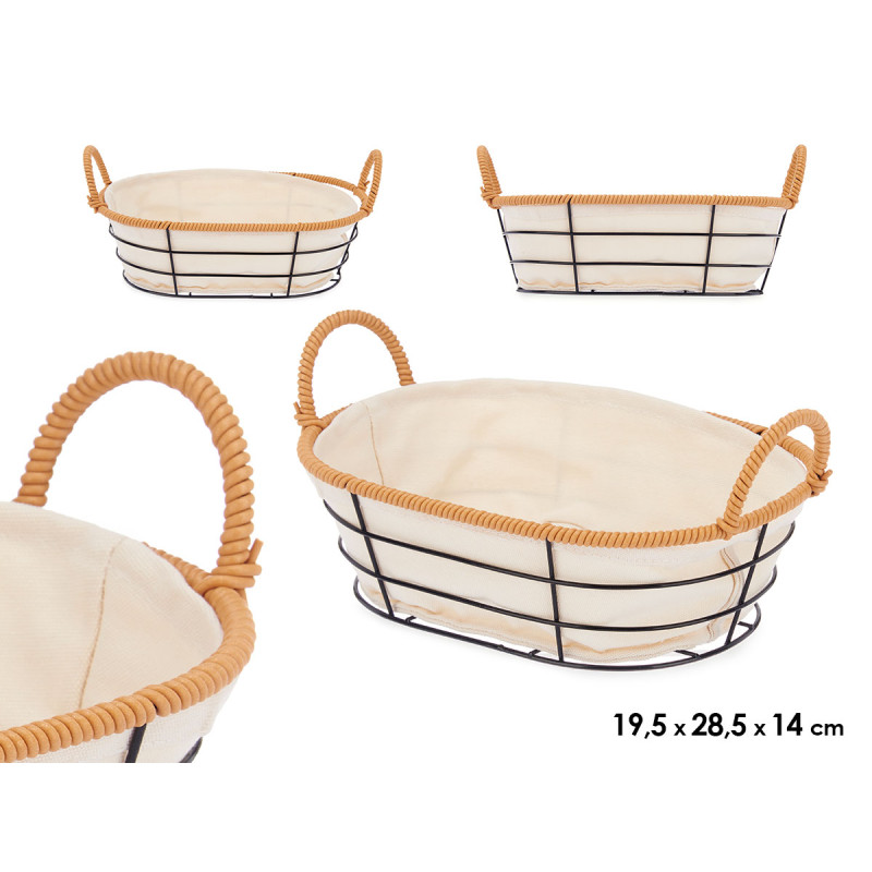 BASKET WITH METAL HANDLES OVAL