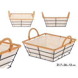 BASKET WITH METAL HANDLES SQUARED