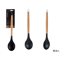 CUCHARON NYLON MANGO MADERA DE HAYA 32,3CM