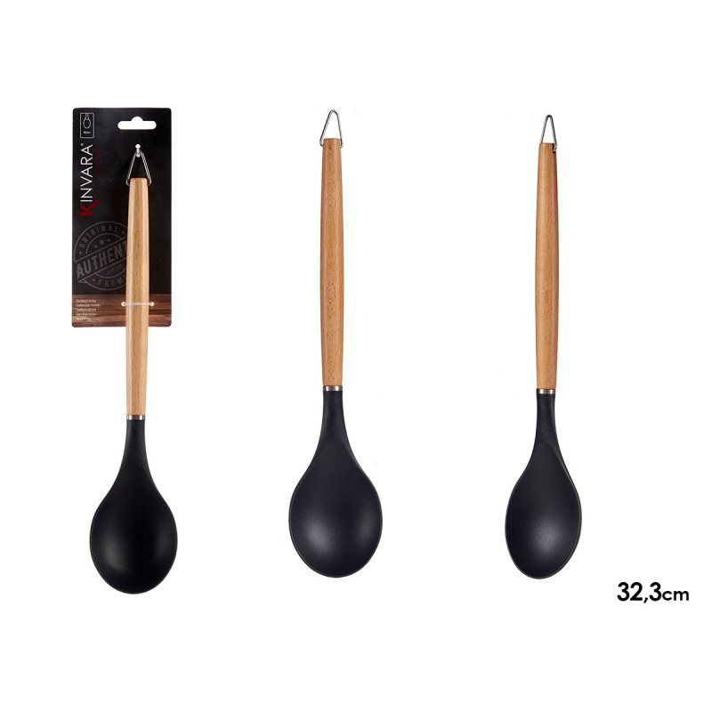 COLHER NYLON PEGA MADEIRA DE FAIA 32,3CM 