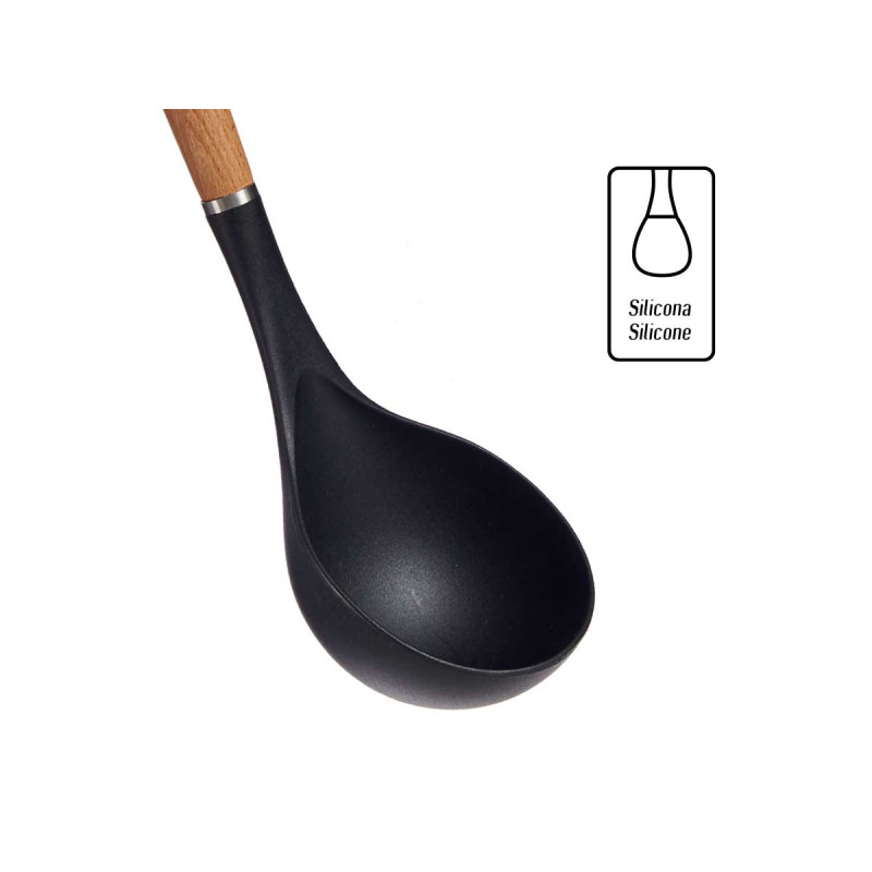 CUCCHIAIO NYLON MANICO DI LEGNO IN FAGGIO 32,5CM