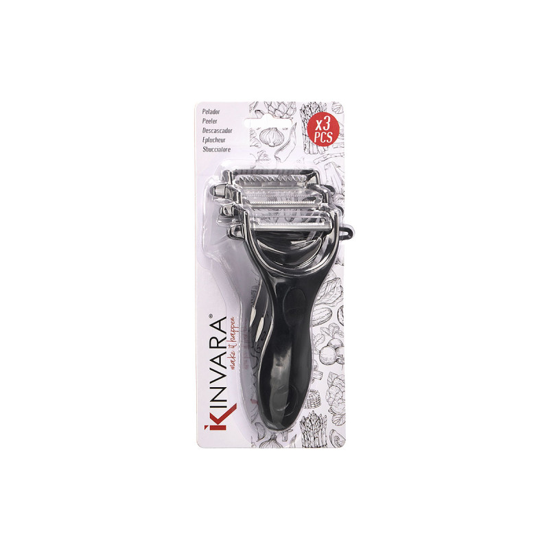 SET 3 PELADORES NEGROS COCINA