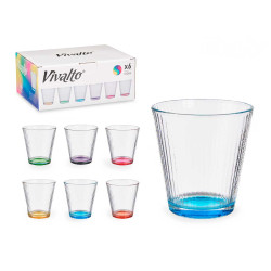 BICCHIERE VETRO RIGHE TRASP COLOR 310 ML