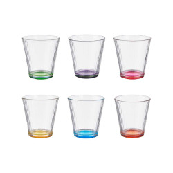 BICCHIERE VETRO RIGHE TRASP COLOR 310 ML
