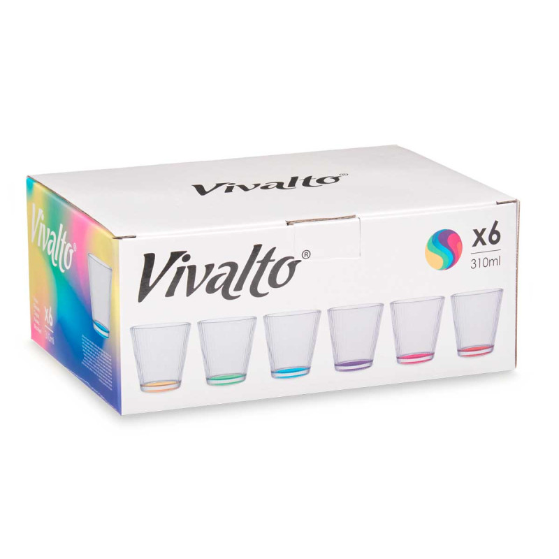 BICCHIERE VETRO RIGHE TRASP COLOR 310 ML
