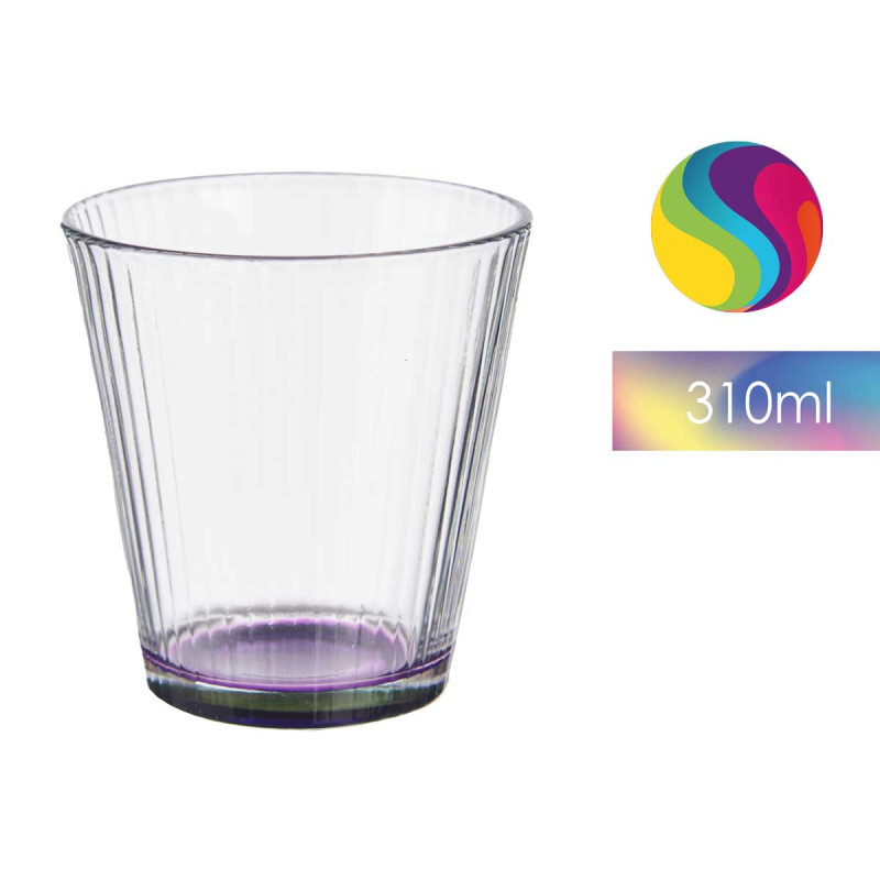 BICCHIERE VETRO RIGHE TRASP COLOR 310 ML