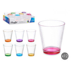 BICCHIERE VETRO RIGHE TRASP COLOR 375 ML