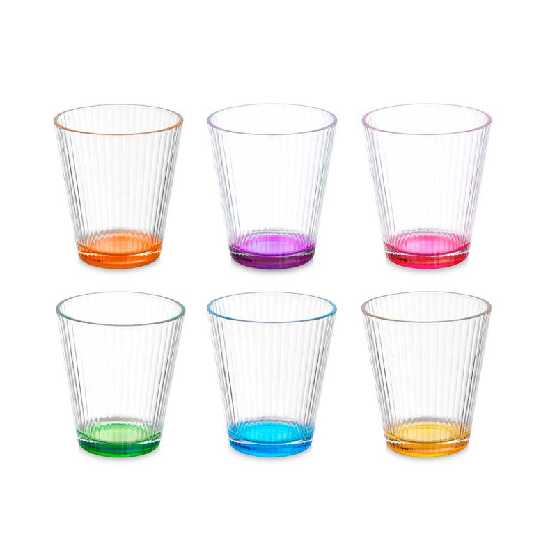BICCHIERE VETRO RIGHE TRASP COLOR 375 ML