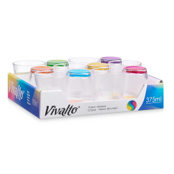 BICCHIERE VETRO RIGHE TRASP COLOR 375 ML