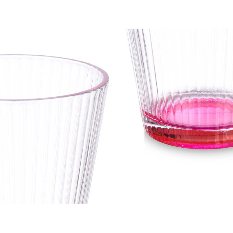 BICCHIERE VETRO RIGHE TRASP COLOR 375 ML