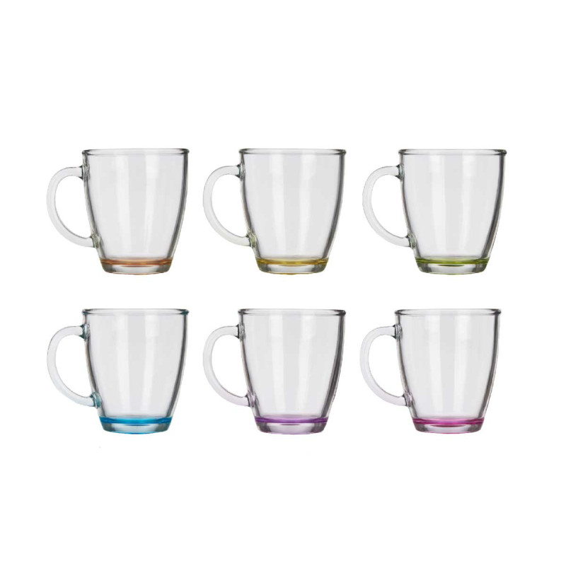 GLASS MUG BREAKFAST COLOR 310ML WITH HANDLE