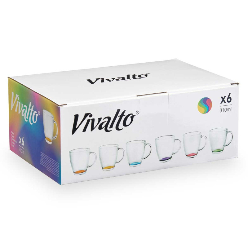 TAZA VIDRIO DESAYUNO COLOR 310 ML CON ASA