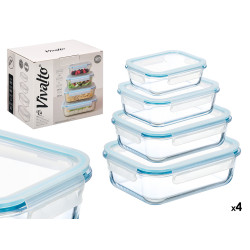 SET 4 CONTENITORI RETTANGOLARI BOROSILICATO