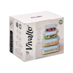 SET 4 CONTENITORI RETTANGOLARI BOROSILICATO