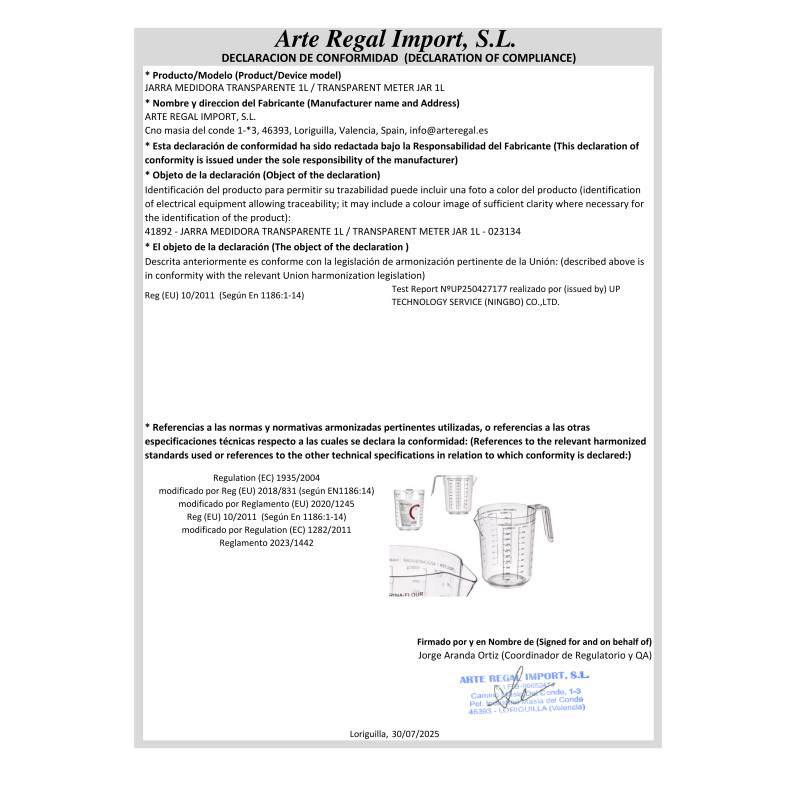 JARRA MEDIDORA TRANSPARENTE 1L