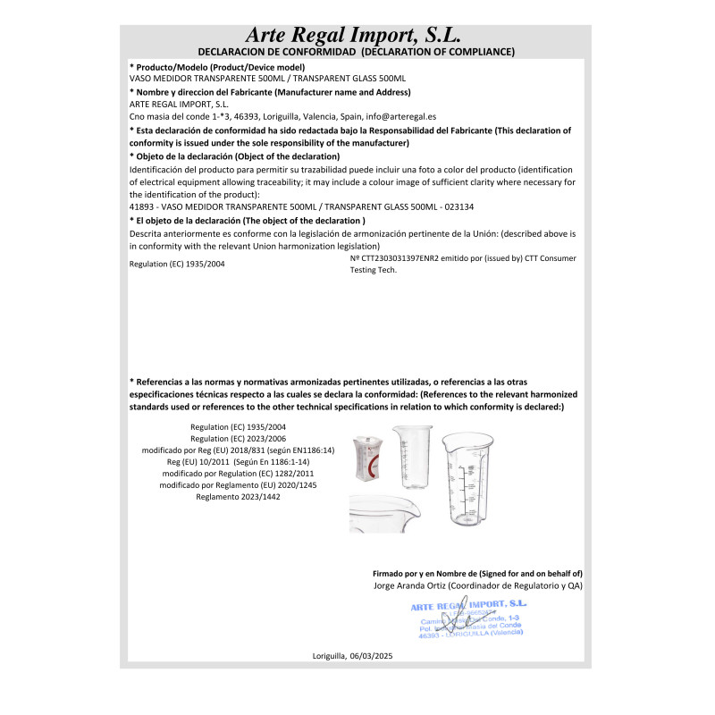 VASO MEDIDOR TRANSPARENTE 500ML