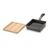 SMALL SQUARE CAST IRON PAN W/BAMBOO TRAY