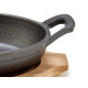 SMALL OVAL CAST IRON PAN W/ BAMBOO TRAY