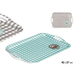 PLATEAU MÉLAMINE 42X27CM ASSORT 2 VICHY