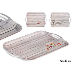 PLATEAU MÉLAMINE 42X27CM ASSORT 2 DINNER