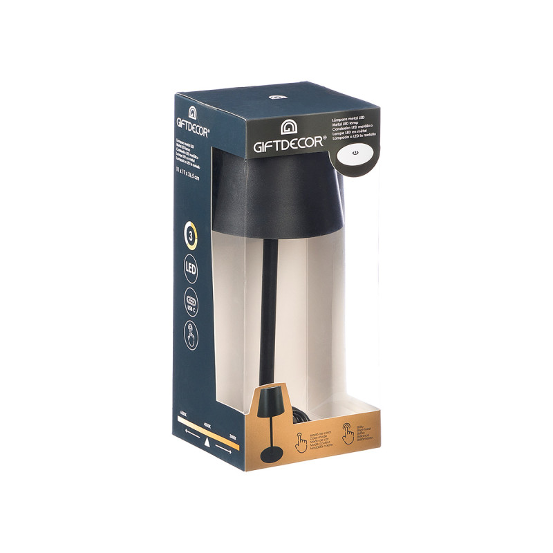LAMPE TABLE LED MÉTAL USB NOIRE MIDNIGHT
