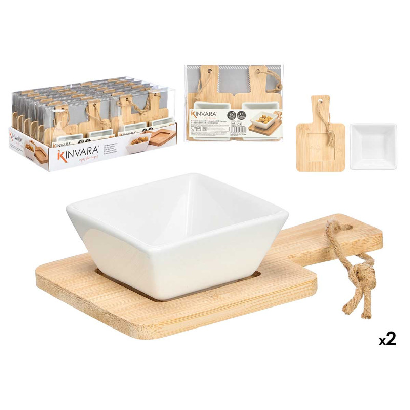 SET 2 BOLS APÉRITIFS CARRÉS AVEC SUPPORT