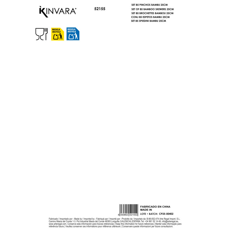 SET 85 BROCHETTES BAMBOU 25CM