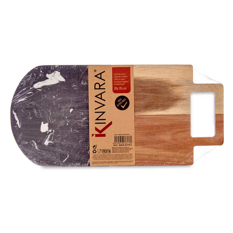 WOOD AND BLACK MARBLE CUTTING BOARD WITH HANGER