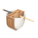 ASIAN PORCELAIN BOWL WHITE BAMBOO CHOPSTICK