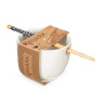 ASIAN STONEWARE BOWL WHITE BAMBOO CHOPSTICK