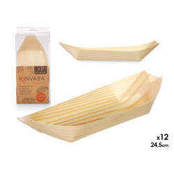 SET 12 WOODEN OVAL TRAYS LARGE