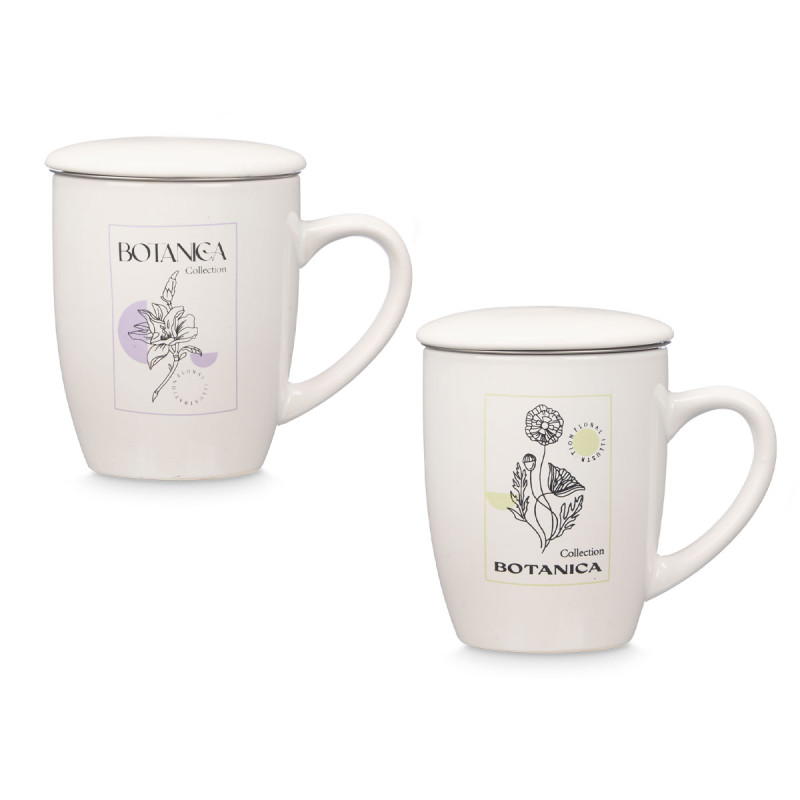 TAZZA PORCELLANA BOTANICA TAPPO FILTRO ASS2 340ML