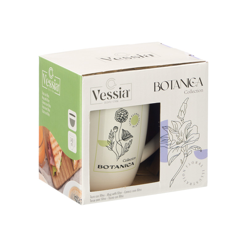 TAZA PORCELANA BOTANICA TAPA FILTRO SURT 2 340ML