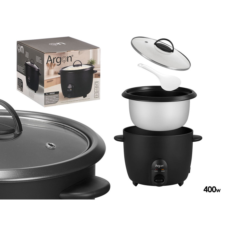 MATTE BLACK ELECTRIC RICE COOKER 1L 400W