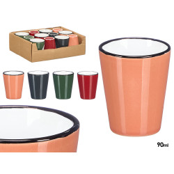 VERRE CERAMIQUE 90ML BORD NOIR ASSORT 4 CLR FONCEE