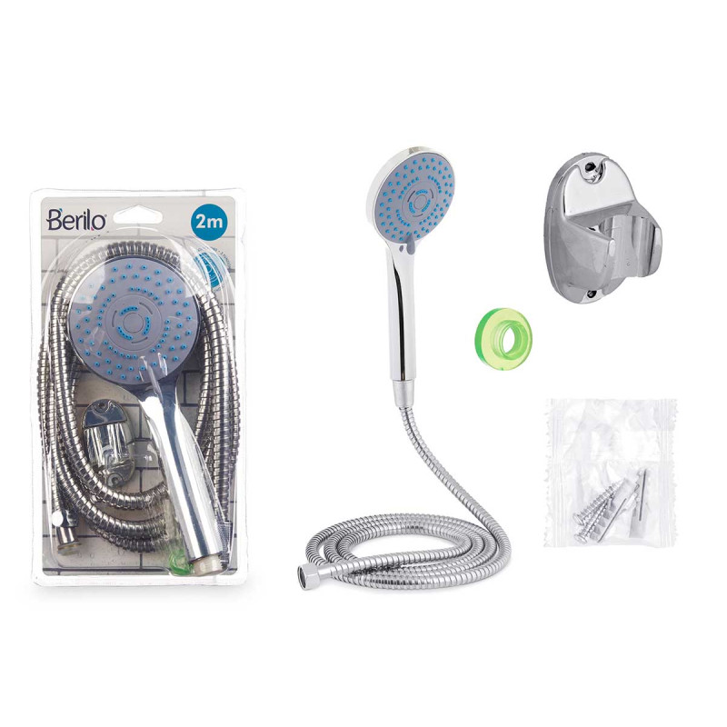 SHOWER HEAD AND HOSE 2M W/REG GREY BASE