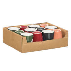 COPO CERAMICA 90 ML REBORDO PRETO, SORT 4 COR ESCU