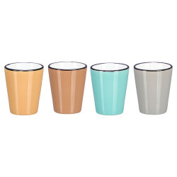 COPO CERAMICA 90 ML REBORDO PRETO, SORT 4 COR CLAR