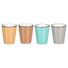 COPO CERAMICA 90 ML REBORDO PRETO, SORT 4 COR CLAR