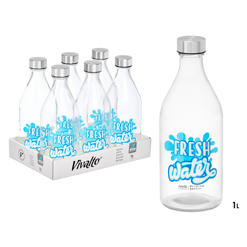 BOUTEILLE BOUCHON EN ACIER FLEURS 1000ML