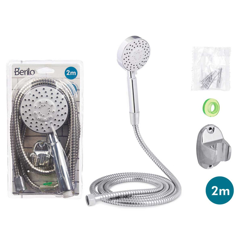 SHOWER HEAD AND HOSE 2M W/REG GREY BASE