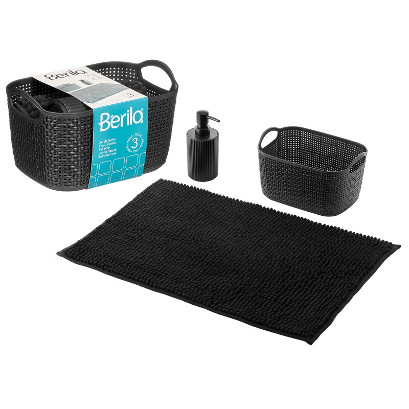 SET DE SALLE DE BAIN 3PCS NOIR 