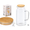 SQUARE BOROSILICATE PITCHER BAMBOO COVER 1,5L