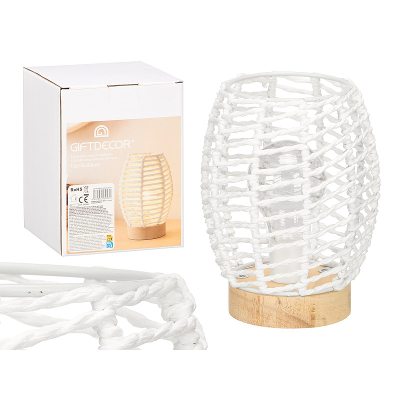 OVAL TABLE LAMP WHITE ROPE