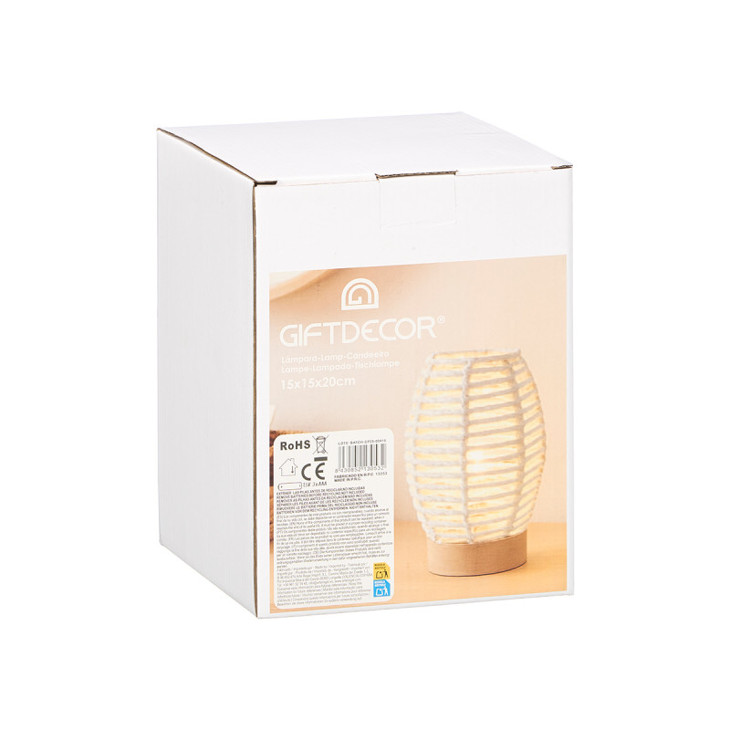 LAMPADA DA TAVOLO OVALE CORDA BIANCA 