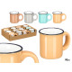 90 ML COFFEE CUP HANDLE BLACK RIM ASRT 4 LIGHT COL